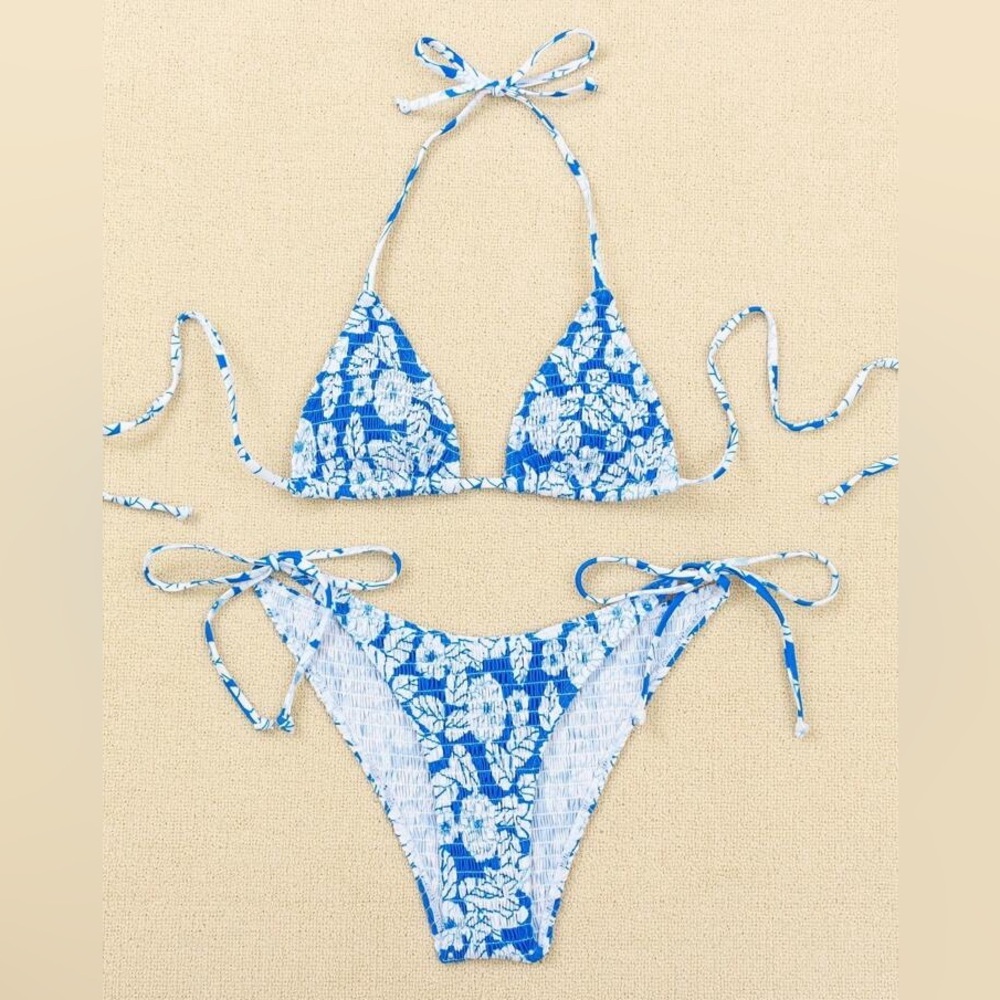 Floral Smocked Bikini Set